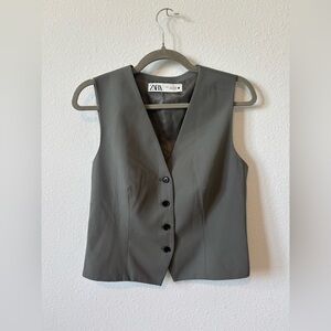Zara Charcoal Buttoned Vest Size Small